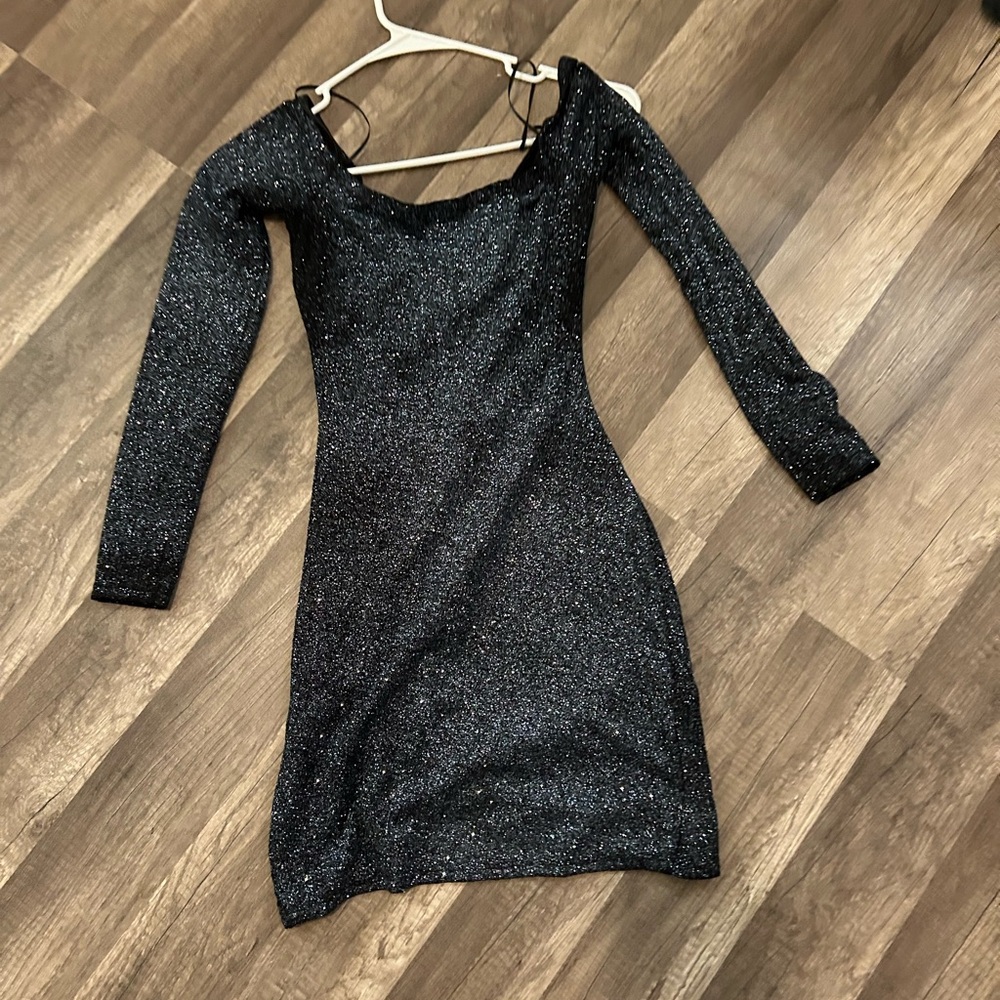 Windsor Black Long Sleeve Sweetheart Bodycon Dress